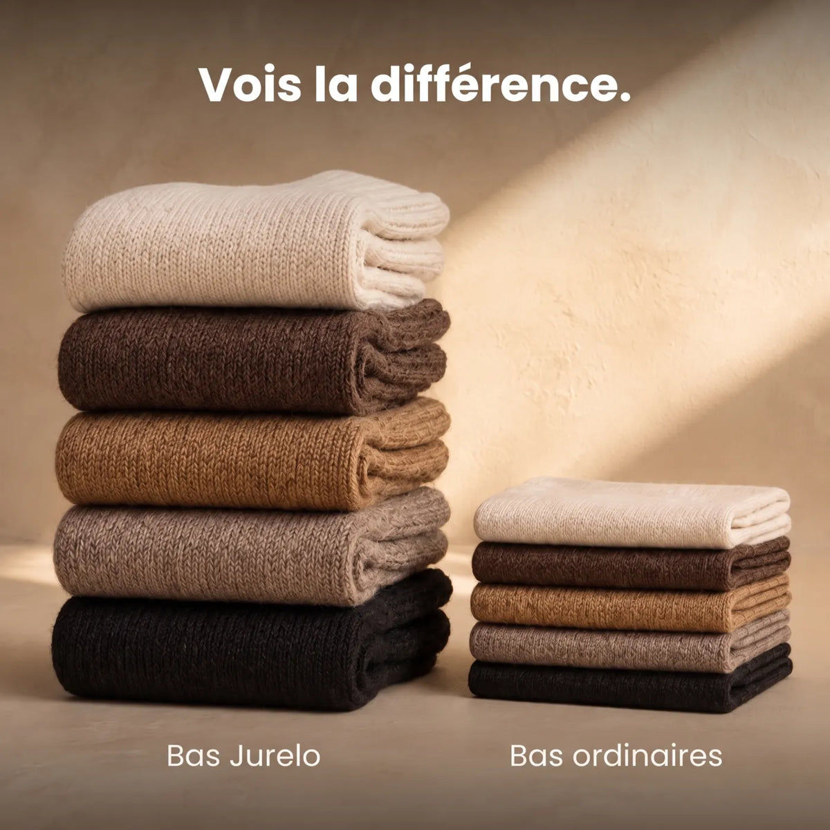Comparaison : bas Jurelo épais et bas ordinaires